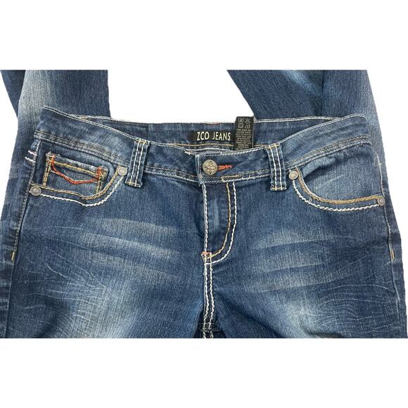 ZCO Bootcut Jeans Y2K Style Embellished Pockets Contrast Stitching Boho Size 13 - Picture 3 of 7